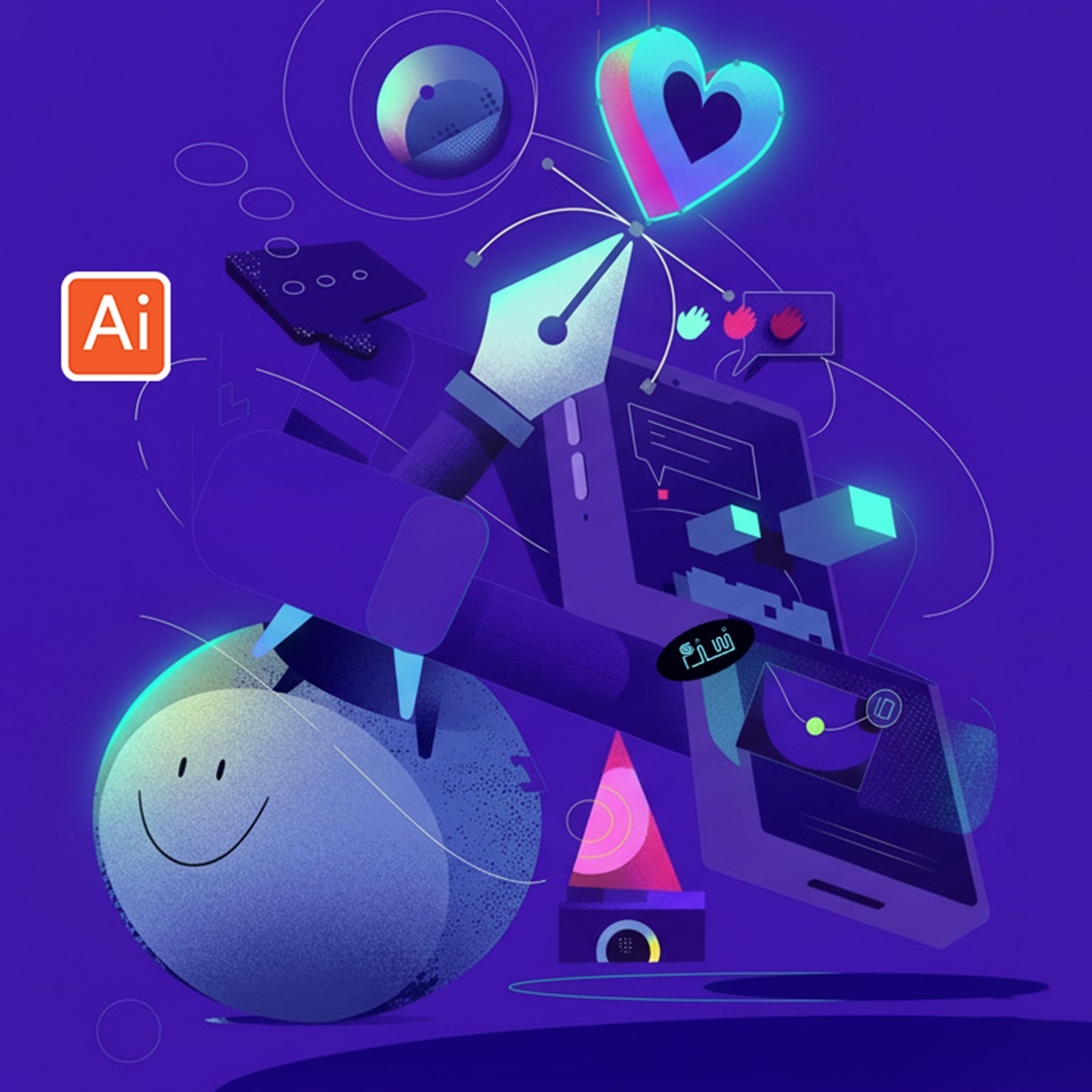 دورة بوابة التصميم الجرافيكي (برنامج Adobe Illustrator)